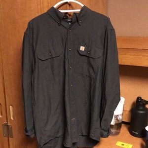 Mens Carhart dark grey button down long sleeve Large